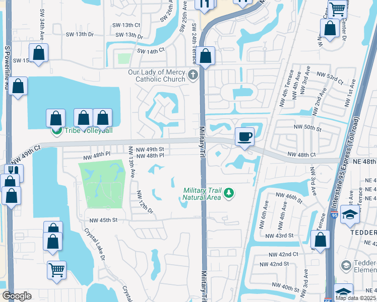 map of restaurants, bars, coffee shops, grocery stores, and more near 1010 Northwest 49th Street in Pompano Beach