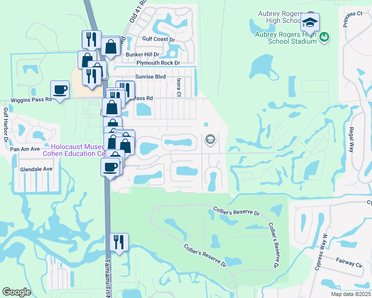 map of restaurants, bars, coffee shops, grocery stores, and more near 1225 Imperial Drive in Naples