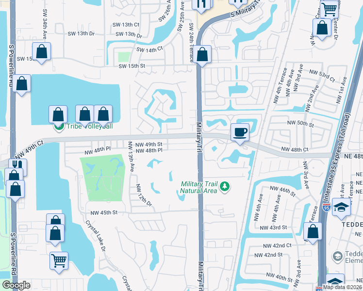 map of restaurants, bars, coffee shops, grocery stores, and more near 1010 Northwest 49th Street in Pompano Beach
