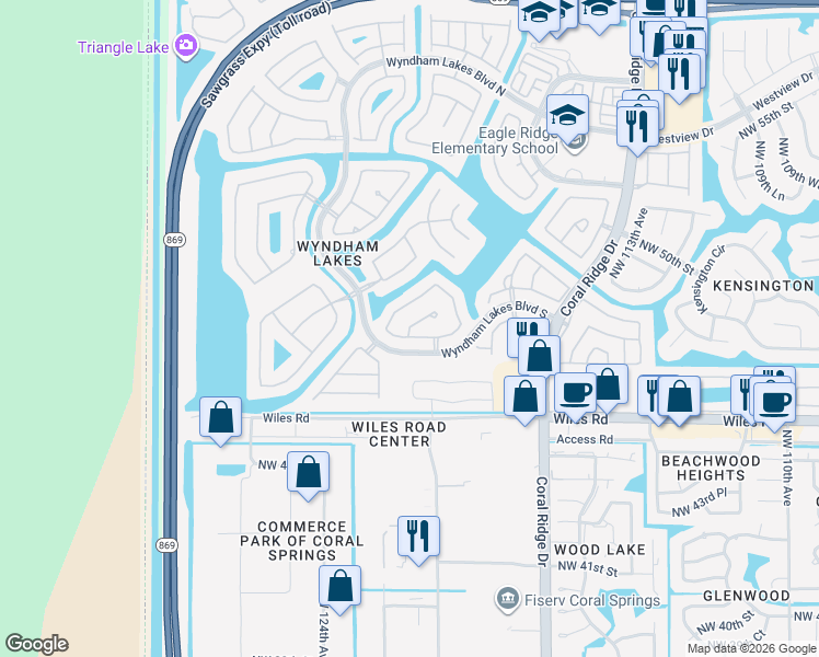 map of restaurants, bars, coffee shops, grocery stores, and more near 12025 Northwest 47th Street in Tamarac