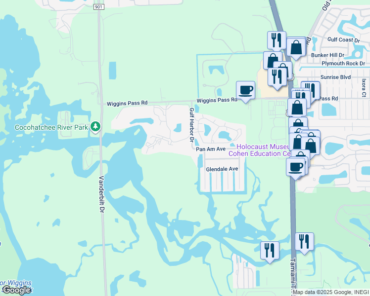 map of restaurants, bars, coffee shops, grocery stores, and more near 455 Cove Tower Drive in Naples