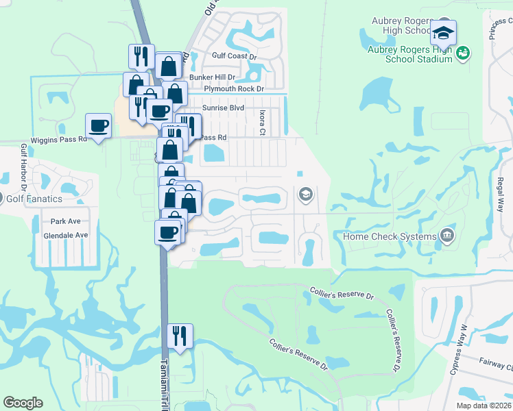 map of restaurants, bars, coffee shops, grocery stores, and more near 1170 Yesica Ann Circle in Naples