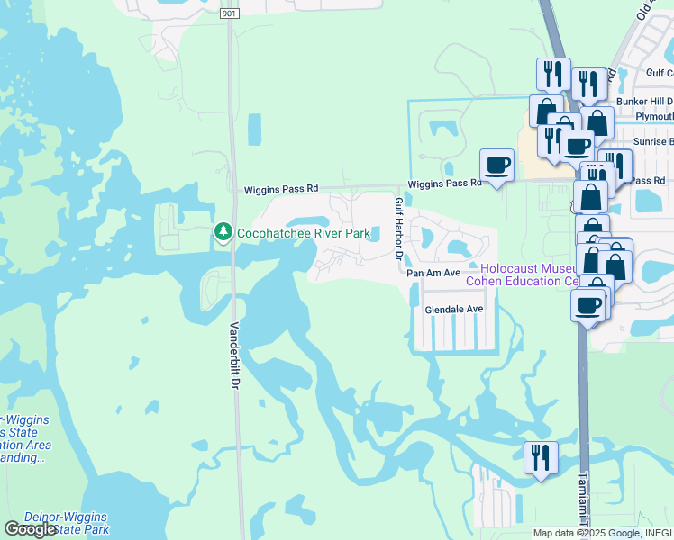 map of restaurants, bars, coffee shops, grocery stores, and more near 425 Cove Tower Drive in Naples