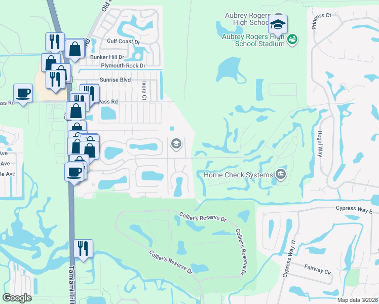 map of restaurants, bars, coffee shops, grocery stores, and more near 1330 Charleston Square Drive in Naples