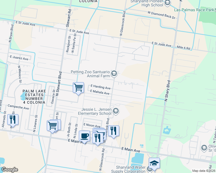 map of restaurants, bars, coffee shops, grocery stores, and more near 3301 Harding Avenue in Alton
