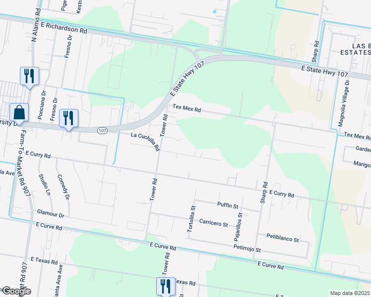 map of restaurants, bars, coffee shops, grocery stores, and more near 7003 Jo Din Drive in Edinburg