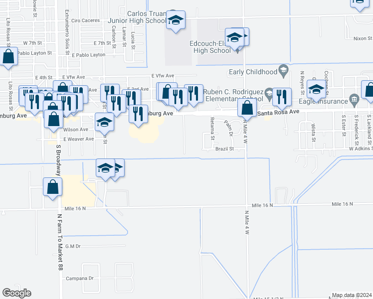 map of restaurants, bars, coffee shops, grocery stores, and more near 300 Sylvia Handy Street in Elsa
