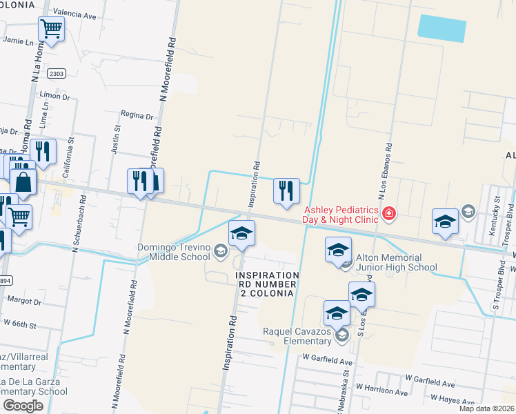 map of restaurants, bars, coffee shops, grocery stores, and more near 2107 West Main Avenue in Mission