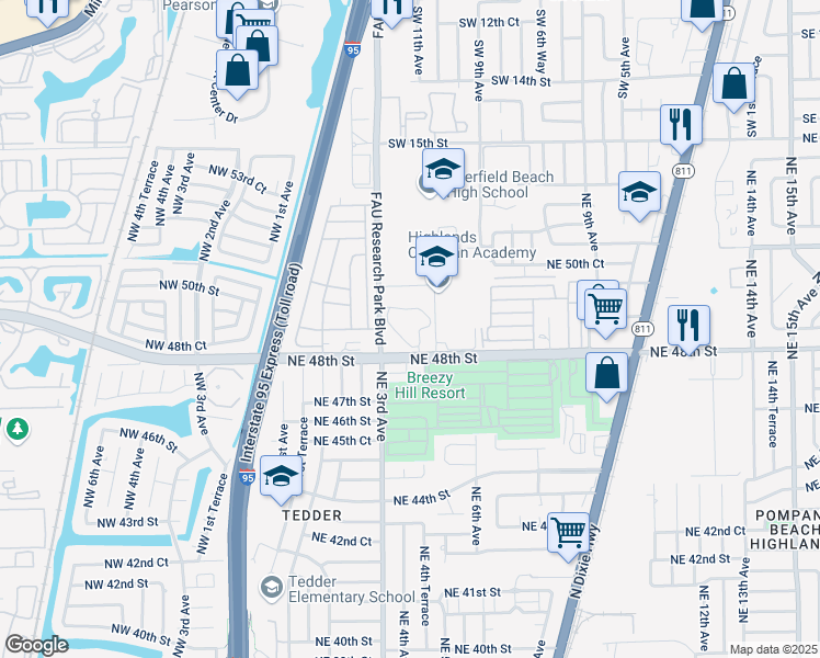 map of restaurants, bars, coffee shops, grocery stores, and more near 331 Northeast 48th Street in Lighthouse Point