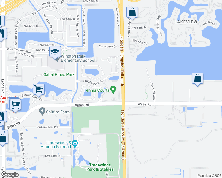 map of restaurants, bars, coffee shops, grocery stores, and more near 3567 Wiles Road in Coconut Creek