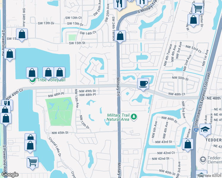 map of restaurants, bars, coffee shops, grocery stores, and more near 1010 Northwest 49th Street in Pompano Beach