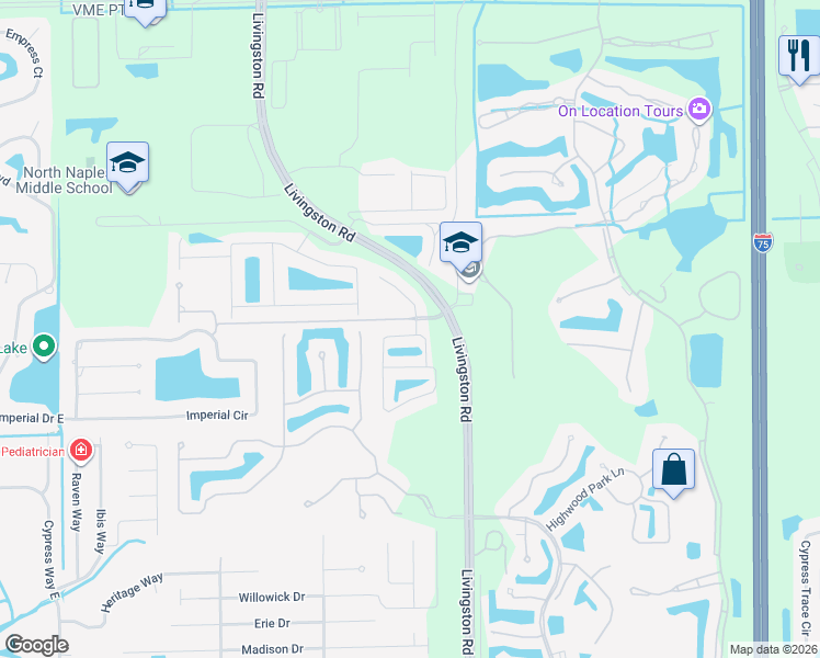 map of restaurants, bars, coffee shops, grocery stores, and more near 15986 Marcello Circle in Naples