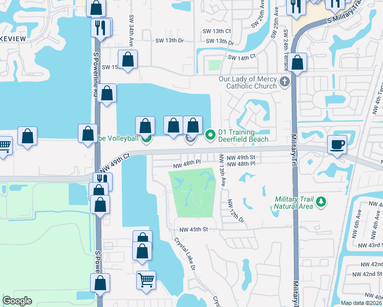 map of restaurants, bars, coffee shops, grocery stores, and more near 4901 Northwest 15th Terrace in Pompano Beach