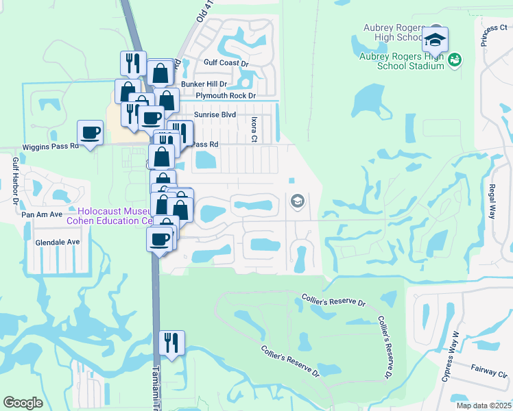 map of restaurants, bars, coffee shops, grocery stores, and more near 1290 Yesica Ann Circle in Naples