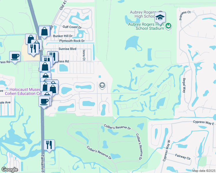 map of restaurants, bars, coffee shops, grocery stores, and more near 1340 Charleston Square Drive in Naples