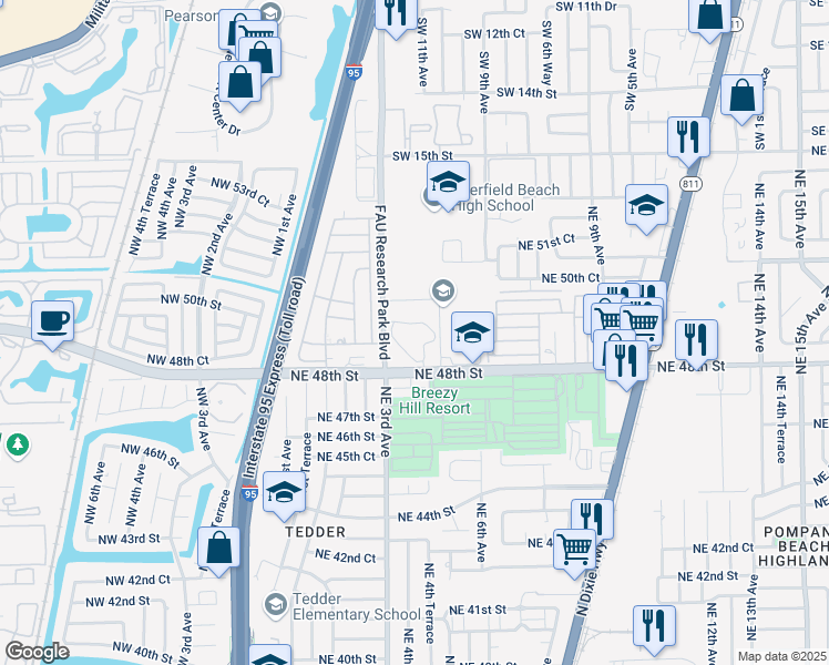 map of restaurants, bars, coffee shops, grocery stores, and more near 331 Northeast 48th Street in Lighthouse Point