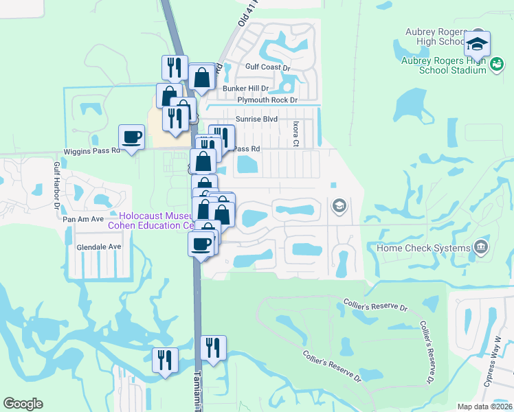 map of restaurants, bars, coffee shops, grocery stores, and more near 1180 Sarah Jean Circle in Naples