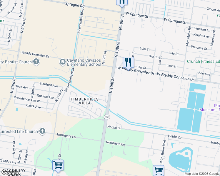 map of restaurants, bars, coffee shops, grocery stores, and more near 9817 North 10th Street in McAllen