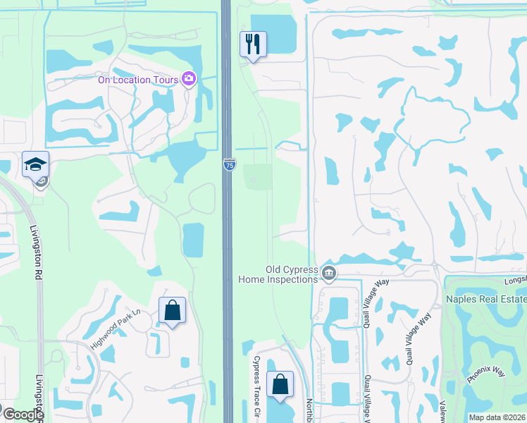 map of restaurants, bars, coffee shops, grocery stores, and more near 3495 Laurelgreens Lane South in Naples