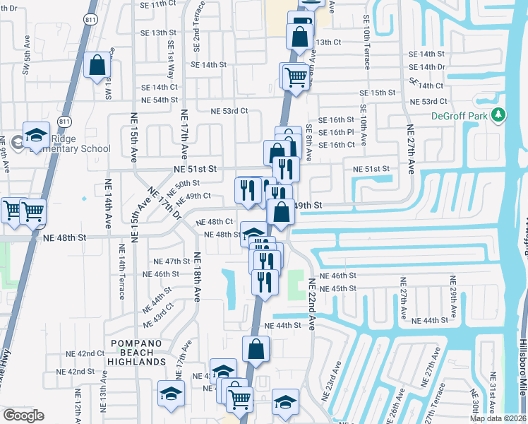 map of restaurants, bars, coffee shops, grocery stores, and more near 4915 U.S. 1 in Lighthouse Point