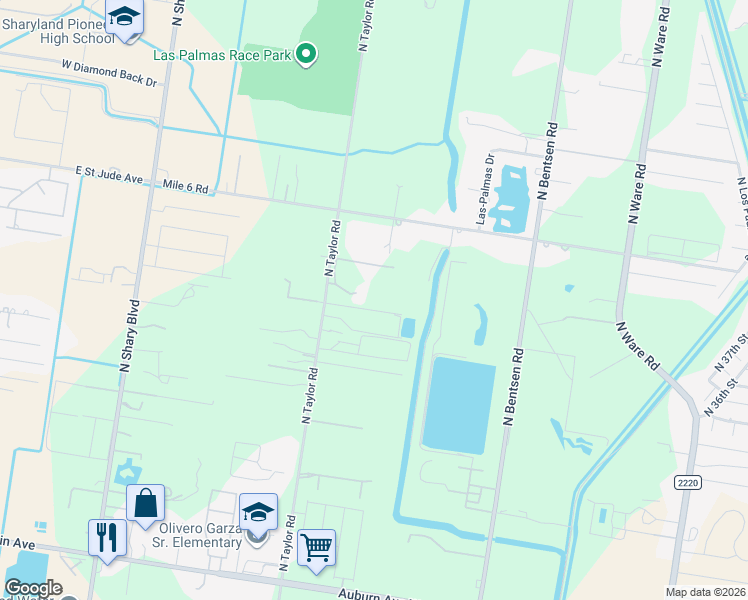 map of restaurants, bars, coffee shops, grocery stores, and more near 9214 North Taylor Road in McAllen