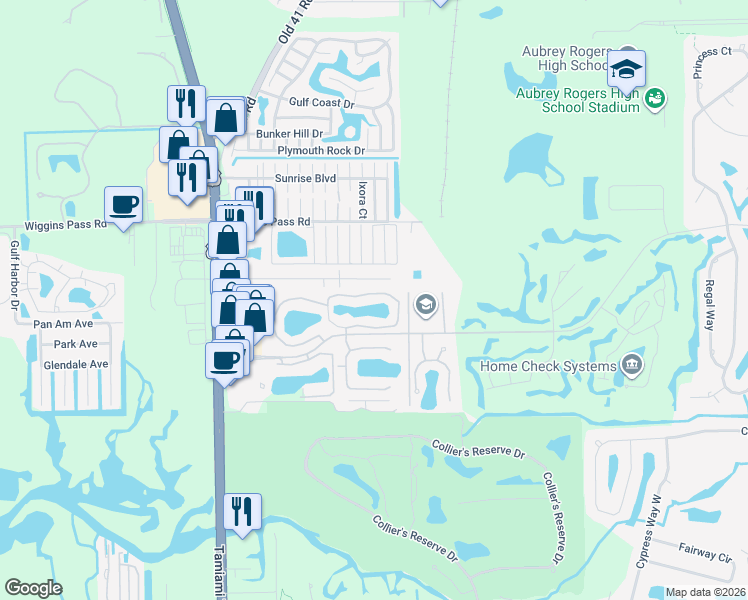 map of restaurants, bars, coffee shops, grocery stores, and more near 120 Royal Cove Drive in Naples
