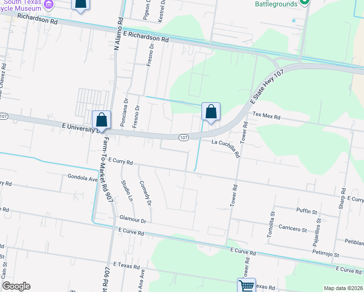 map of restaurants, bars, coffee shops, grocery stores, and more near 5715 Premiere Lane in Edinburg