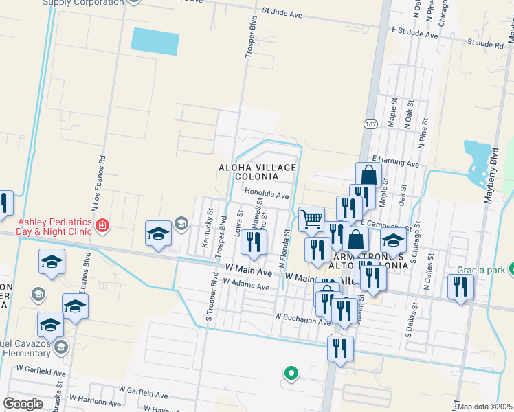 map of restaurants, bars, coffee shops, grocery stores, and more near 518 Honolulu Avenue in Mission