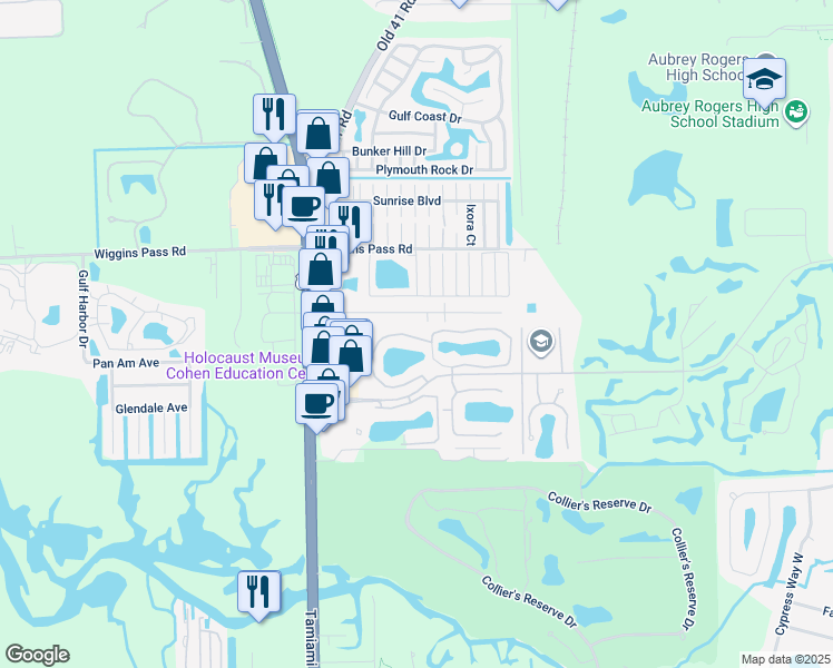 map of restaurants, bars, coffee shops, grocery stores, and more near 31 Royal Cove Drive in Naples