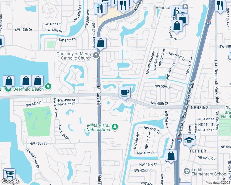 map of restaurants, bars, coffee shops, grocery stores, and more near 1872-1898 Discovery Drive in Deerfield Beach