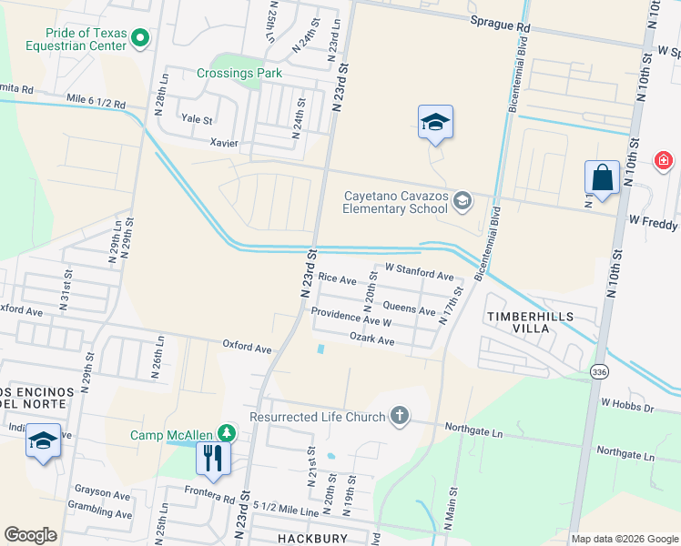 map of restaurants, bars, coffee shops, grocery stores, and more near 1817 Freddy Gonzalez Drive in Edinburg