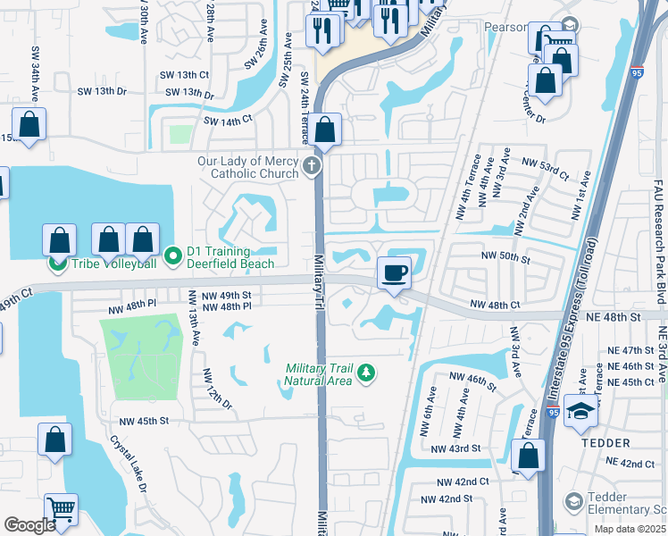 map of restaurants, bars, coffee shops, grocery stores, and more near 2176 Discovery Circle West in Deerfield Beach