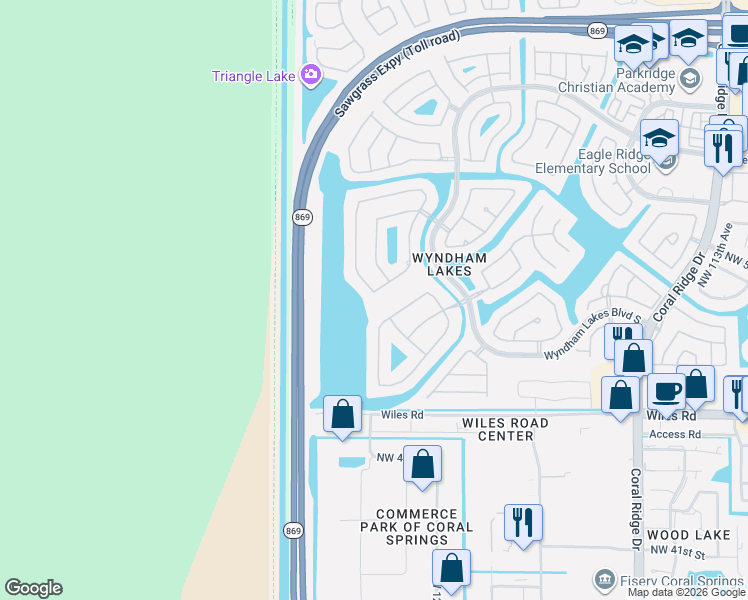 map of restaurants, bars, coffee shops, grocery stores, and more near 12438 Northwest 50th Place in Tamarac