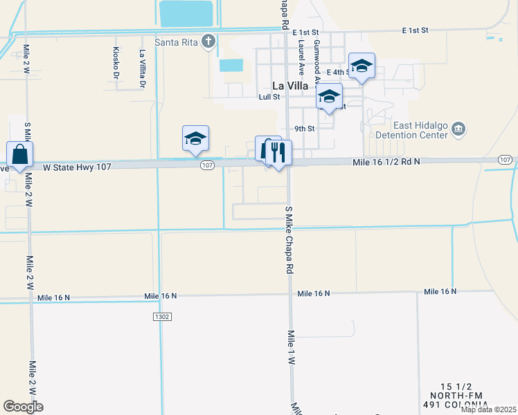 map of restaurants, bars, coffee shops, grocery stores, and more near 217 Msg Mario A Solis Lane in La Villa