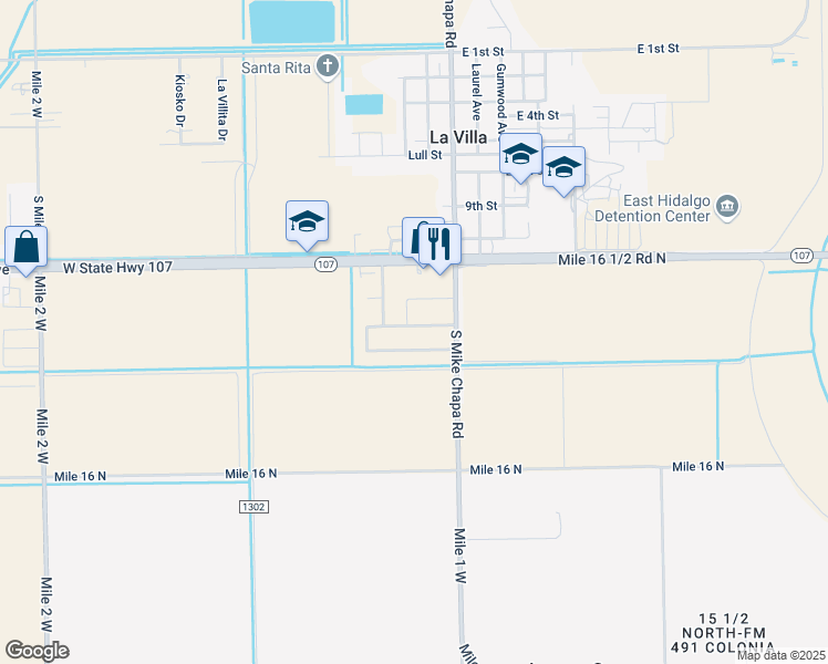 map of restaurants, bars, coffee shops, grocery stores, and more near 217 Msg Mario A Solis Lane in La Villa