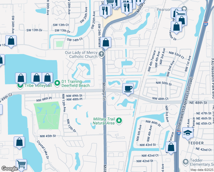 map of restaurants, bars, coffee shops, grocery stores, and more near 2176 Discovery Circle West in Deerfield Beach