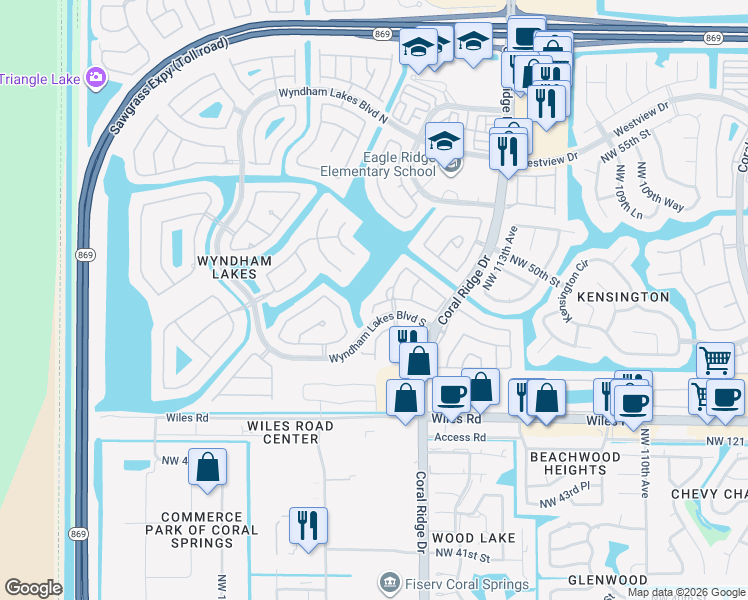 map of restaurants, bars, coffee shops, grocery stores, and more near 11719 Northwest 48th Street in Tamarac