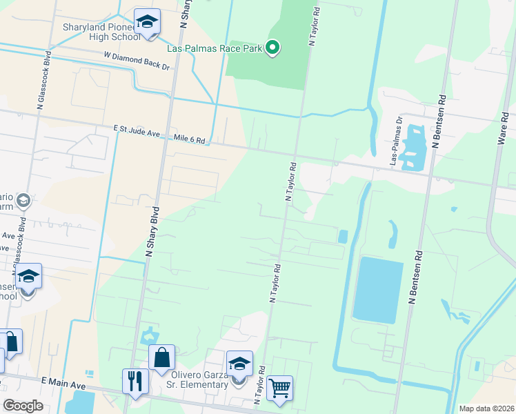 map of restaurants, bars, coffee shops, grocery stores, and more near 6807 North Taylor Road in Mission