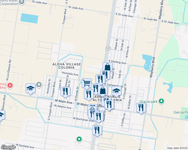 map of restaurants, bars, coffee shops, grocery stores, and more near 224 West Kohala Avenue in Alton