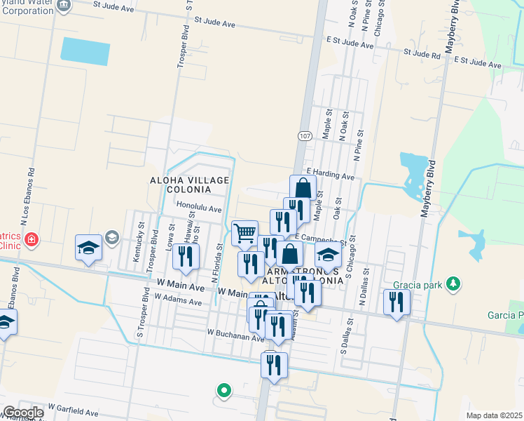 map of restaurants, bars, coffee shops, grocery stores, and more near 224 West Kohala Avenue in Alton