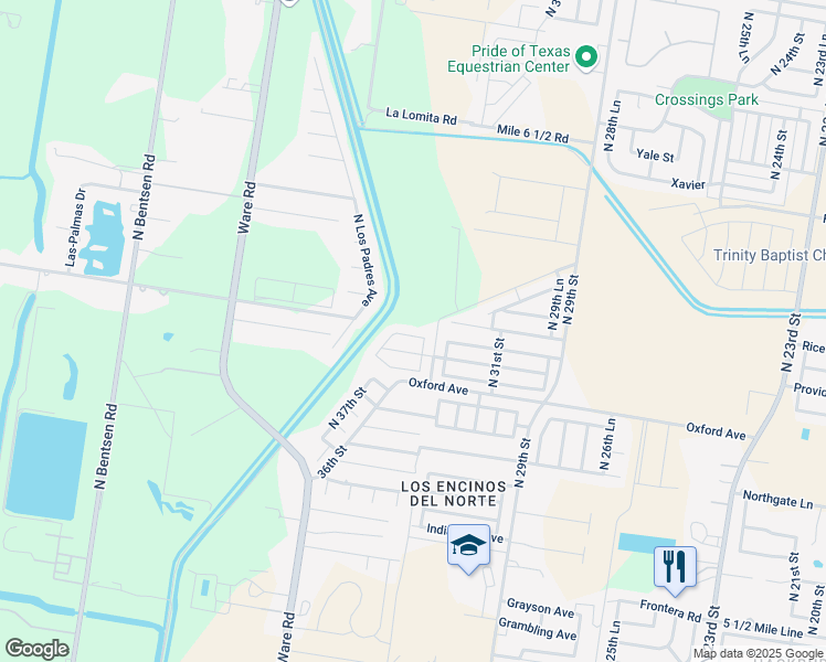 map of restaurants, bars, coffee shops, grocery stores, and more near 3312 Providence Avenue in McAllen