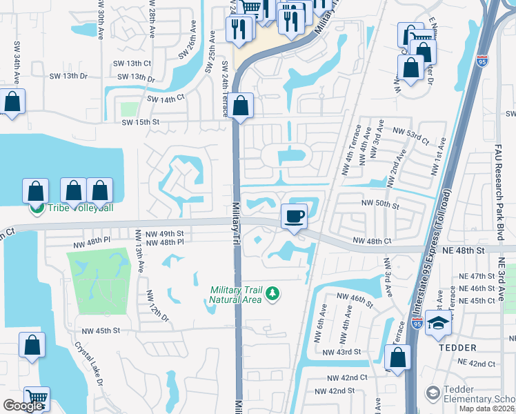 map of restaurants, bars, coffee shops, grocery stores, and more near 2147 Discovery Circle West in Deerfield Beach