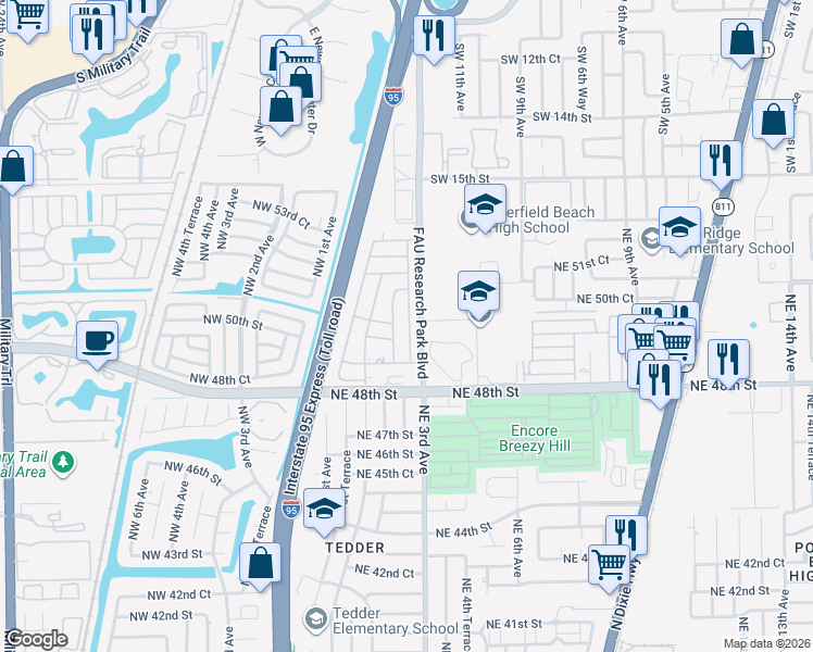 map of restaurants, bars, coffee shops, grocery stores, and more near 4982-5008 FAU Research Park Boulevard in Pompano Beach