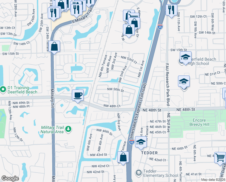 map of restaurants, bars, coffee shops, grocery stores, and more near 4921 Northwest 2nd Avenue in Pompano Beach