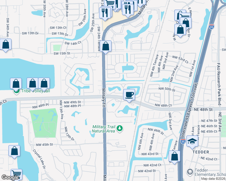 map of restaurants, bars, coffee shops, grocery stores, and more near 2147 Discovery Circle West in Deerfield Beach