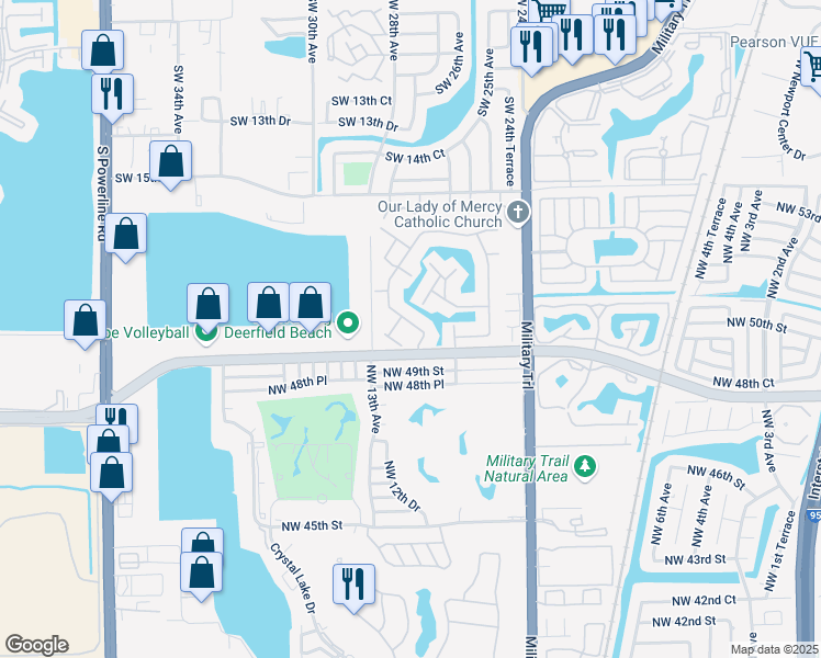 map of restaurants, bars, coffee shops, grocery stores, and more near 1229 West Lakes Drive in Deerfield Beach