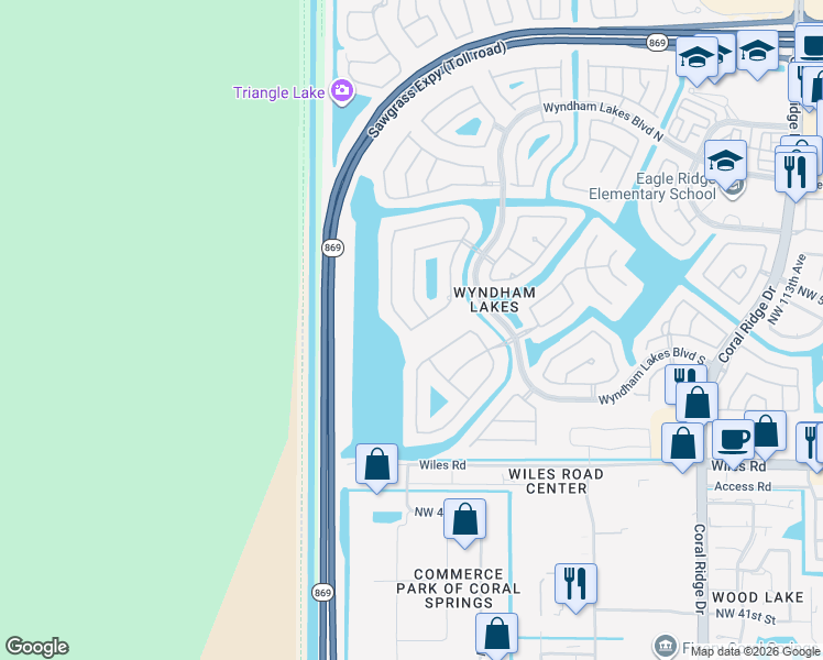 map of restaurants, bars, coffee shops, grocery stores, and more near 12438 Northwest 50th Place in Tamarac