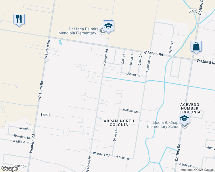 map of restaurants, bars, coffee shops, grocery stores, and more near 5906 Abram Road in Mission