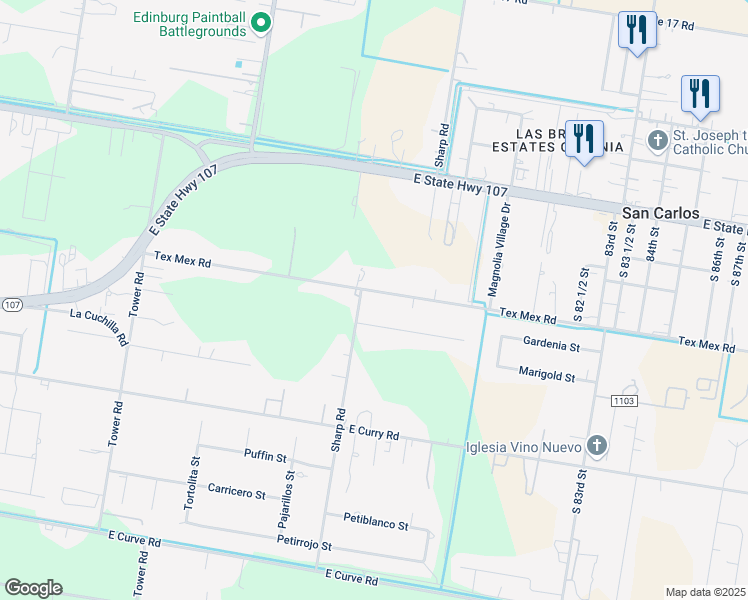 map of restaurants, bars, coffee shops, grocery stores, and more near 7401 Magnolia Circle in Edinburg