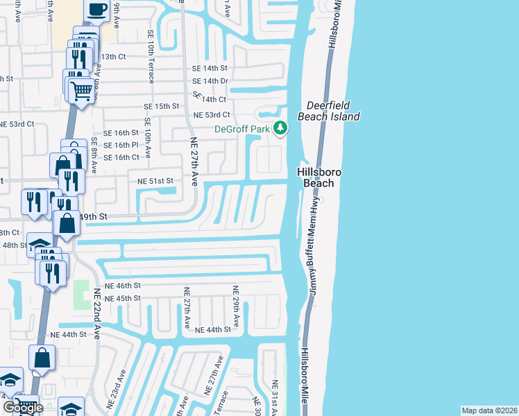 map of restaurants, bars, coffee shops, grocery stores, and more near 3145 Northeast 48th Court in Lighthouse Point